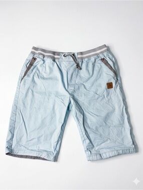 NEWS Leisure Light Blue Linen Blend Shorts - XL - Summer Coastal Beach